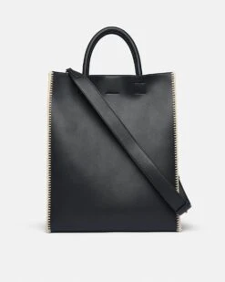 Nanushka The Compass Tote - Crochet Tote Bag - Black/Creme