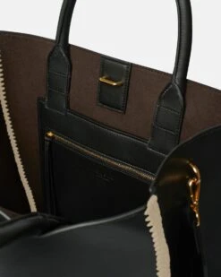 Nanushka The Compass Tote - Crochet Tote Bag - Black/Creme -Nanushka Fashion Store THE CROCHET TOTE BLACK BLACK ALT NAPPA 04