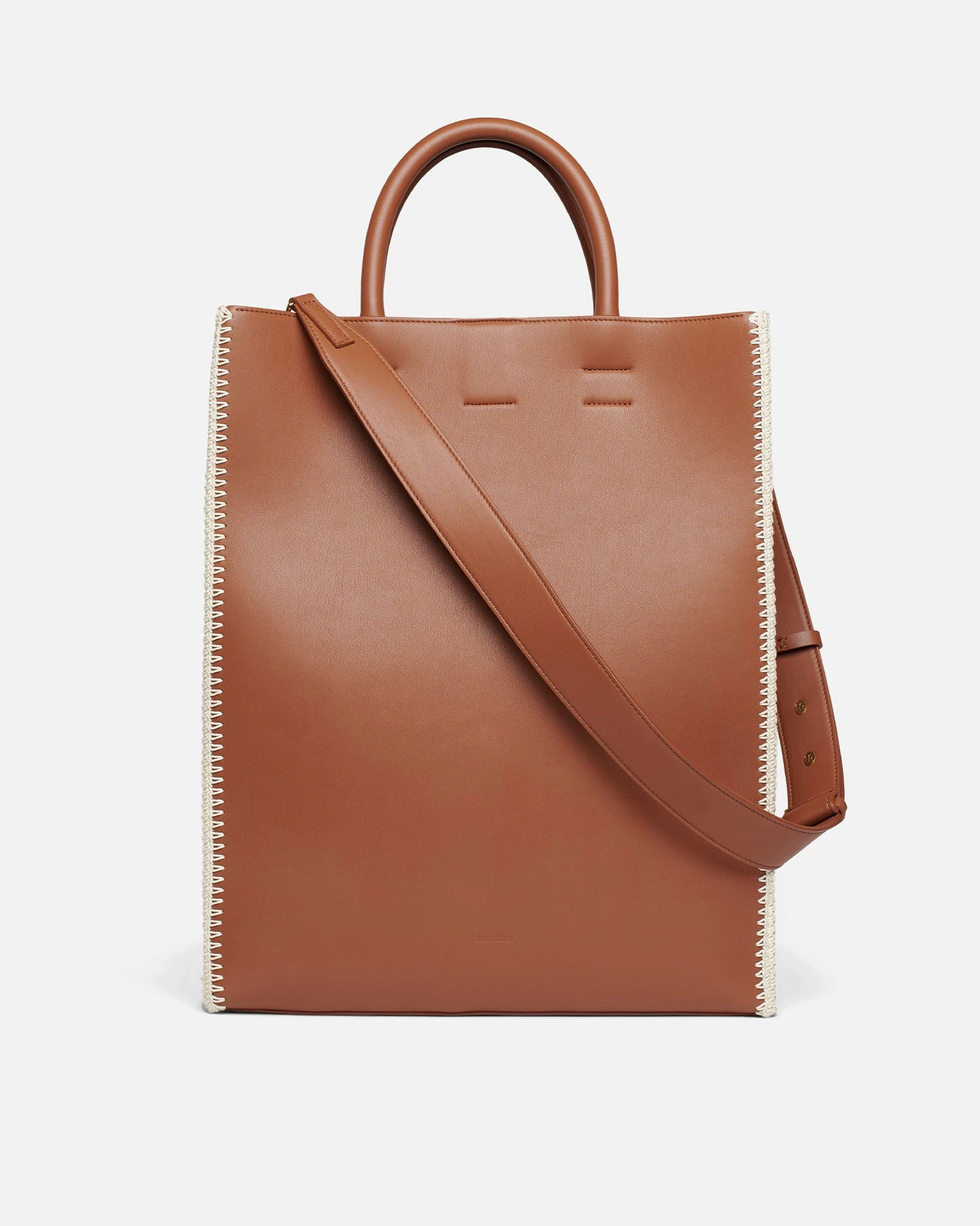 Nanushka The Compass Tote - Crochet Tote Bag - Tan/Crème 1 Nanushka The Compass Tote - Crochet Tote Bag - Tan/Crème