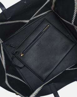 Nanushka Origami Tote - Alt-Nappa Crochet Tote - Black/Crème -Nanushka Fashion Store THEORIGAMITOTELARGE BLACK CREME VEGANNAPPAPATCHWORK 06 7cb9175d a5a1 4aee 8195 cd741431f872