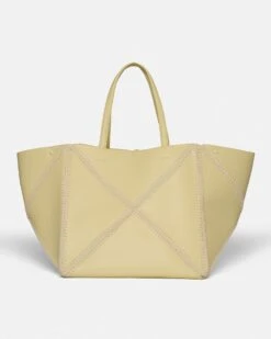 Nanushka Origami Tote Large - Alt-Nappa Crochet Tote - Moonbeam/Crème