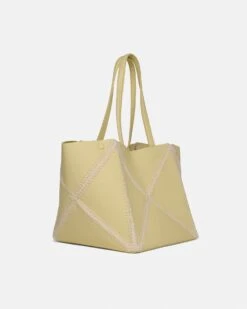 Nanushka Origami Tote - Alt-Nappa Crochet Tote - Moonbeam/Crème -Nanushka Fashion Store THEORIGAMITOTE MOONBEAM CREME ALT NAPPA CROCHET 03 e3681e87 25b3 490d 90d8 4e863e7328cd
