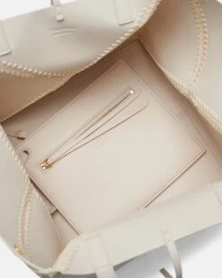 Nanushka Origami Tote - Alt-Nappa Crochet Tote - Off White/Crème -Nanushka Fashion Store THEORIGAMITOTE OFFWHITE CREME VEGANNAPPAPATCHWORK 04