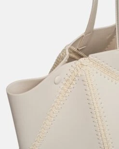 Nanushka Origami Tote - Alt-Nappa Crochet Tote - Off White/Crème -Nanushka Fashion Store THEORIGAMITOTE OFFWHITE CREME VEGANNAPPAPATCHWORK 06