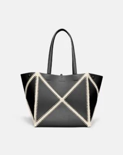 Nanushka Origami Tote - Alt-Nappa Crochet Tote - Black/Crème