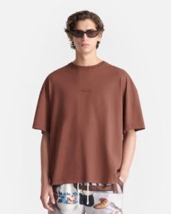 Nanushka Wren - Printed Cotton-Jersey T-Shirt - Rust/Poppyseed Cake -Nanushka Fashion Store nani01128906 2