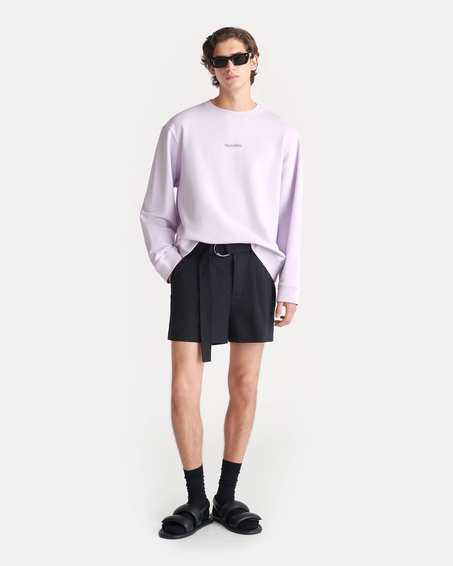 Nanushka Remy - Printed Cotton-Fleece Sweatshirt - Lilac/Black/Books 6 Nanushka Remy - Printed Cotton-Fleece Sweatshirt - Lilac/Black/Books - Image 6