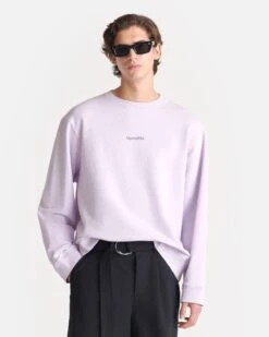 Nanushka Remy - Printed Cotton-Fleece Sweatshirt - Lilac/Black/Books 11 Nanushka Remy - Printed Cotton-Fleece Sweatshirt - Lilac/Black/Books -Nanushka Fashion Store nani01129364 2