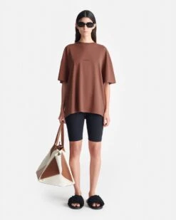 Nanushka Wren - Printed Cotton-Jersey T-Shirt - Rust/Poppyseed Cake -Nanushka Fashion Store nani011513599