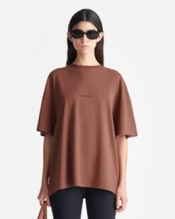 Nanushka Wren - Printed Cotton-Jersey T-Shirt - Rust/Poppyseed Cake -Nanushka Fashion Store nani011513599 2