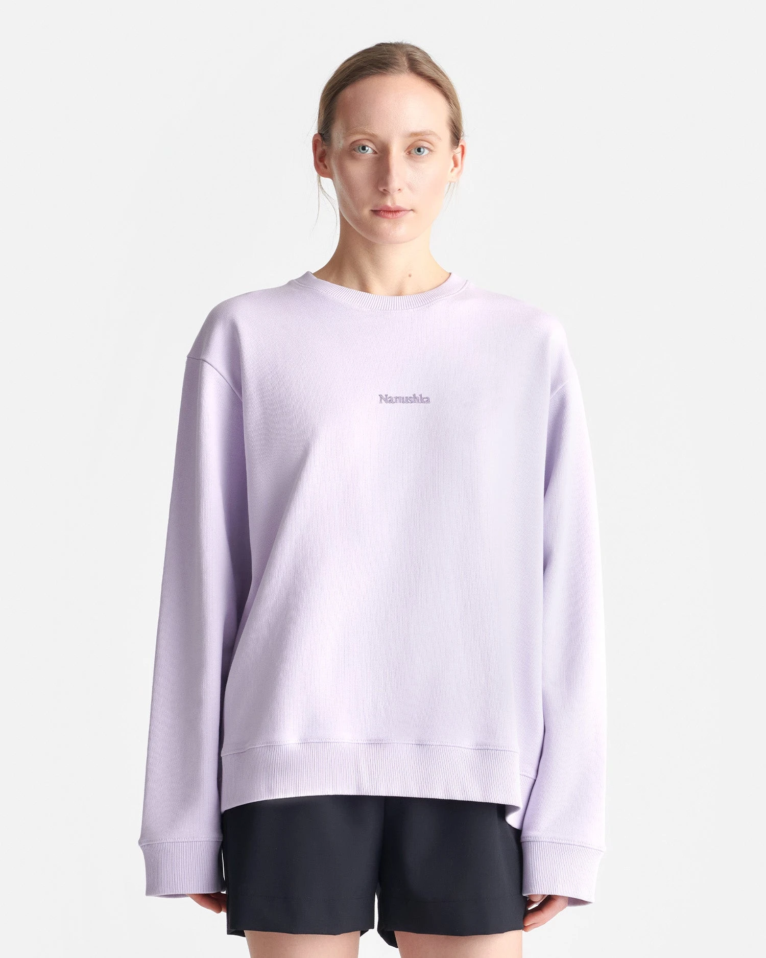 Nanushka Remy - Printed Cotton-Fleece Sweatshirt - Lilac/Black/Books 3 Nanushka Remy - Printed Cotton-Fleece Sweatshirt - Lilac/Black/Books - Image 3