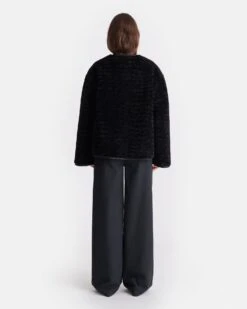 Nanushka Panka - Reversible Bonded Shearling Jacket - Black/Black -Nanushka Fashion Store nani11264633